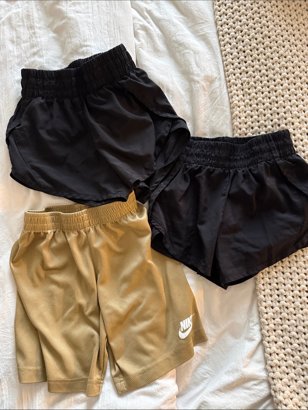 Nike Kids Black and Tan Active Shorts Set